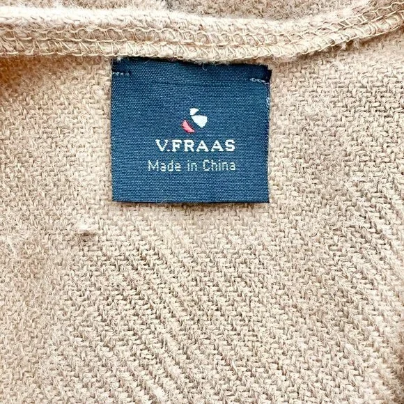 V. FRAAS German Made Camel Plaid Woven Fringe Acrylic Ruana Shawl Wrap- One Size - Picture 6 of 8